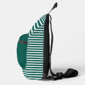 Aqua Deep Green met witte strepen Sling Bag (Rechts)