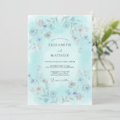 Aqua Delicate Botanische Bruiloft Kaart (Staand voorkant)