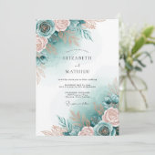 Aqua Delicate Lente Bruiloft Kaart (Staand voorkant)