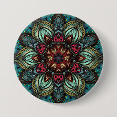 Aqua Delight Kaleidoscope Mandala Button (Voorkant)
