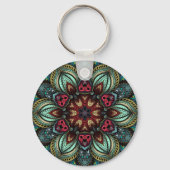 Aqua Delight Kaleidoscope Mandala Sleutelhanger (Voorkant)