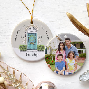 Aqua deur Eerste Kerstmis in ons nieuwe huis Keramisch Ornament