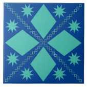 Aqua Diamond Fun | Blauwe achtergrond | Tegeltje (Voorkant)