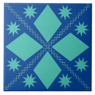 Aqua Diamond Fun Blauwe achtergrond Tegeltje