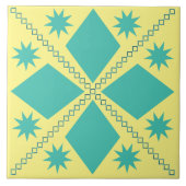 Aqua Diamond Fun | Gele achtergrond | Tegeltje (Voorkant)