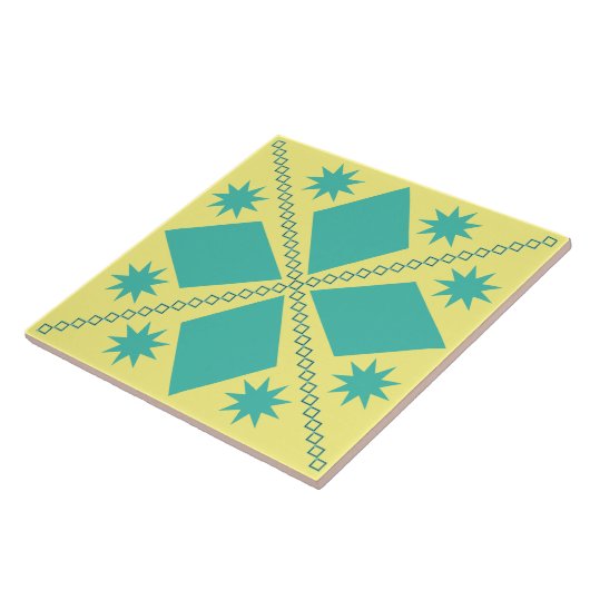 Aqua Diamond Fun | Gele achtergrond | Tegeltje (Zijkant)