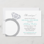 Aqua Diamond Ring Glitter Bruiloft Vrijgezellenfee Kaart (Voorkant)