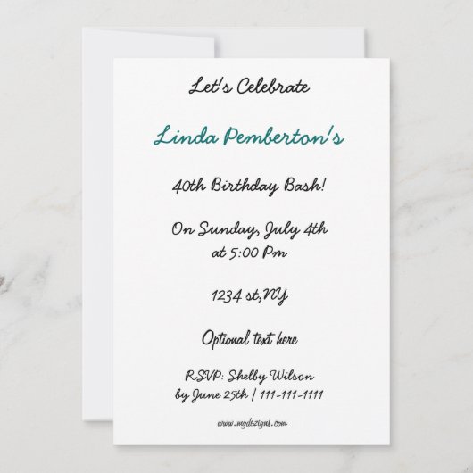 aqua disco retro party Invitation Kaart (Achterkant)