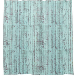 Aqua Distressed Rustic Barn Wood Douchegordijn