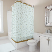 Aqua Ditsy Bloemen Douchegordijn Antiek Gouden Tri (In situ)