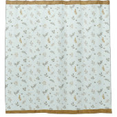 Aqua Ditsy Bloemen Douchegordijn Antiek Gouden Tri (Voorkant)