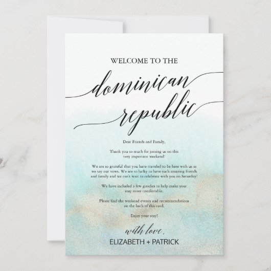 Aqua Dominicaanse Republiek Welkomstbrief & reisro (Voorkant)