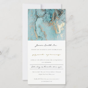 AQUA DONKERBLAUWE GOUDEN AGATE  GRAND OPENING UITN BEDANKKAART