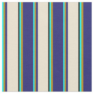 Aqua, Donkere Goldenrod, Midnight Blue, beige & Bl Stof