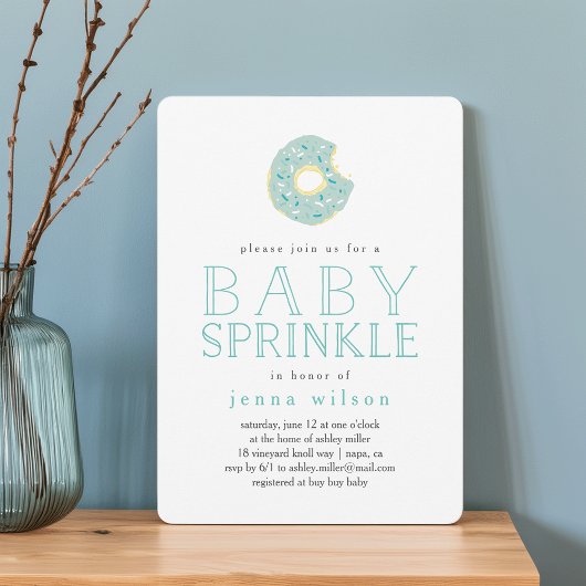 Aqua Donut Sprinkles | Baby Sprinkle Invitation Kaart