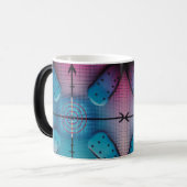 Aqua Dot Grid Warmte Onthulling Kleur Vervormende Magische Mok (Voorkant links)