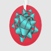 Aqua Dotted Bow Kerstmis Acrylisch Ornament (voorkant)