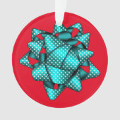 Aqua Dotted Bow Kerstmis Acrylisch Ornament (voorkant)