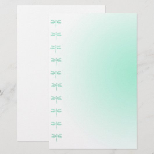 Aqua Dragonflies Schrijfpapier Briefpapier (Voorkant / Achterkant)