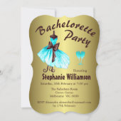 Aqua Dress op Gold Bachelorette Party Kaart (Voorkant)