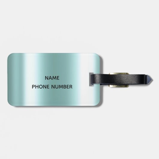 Aqua Drives Glitter Metal Monogram Bagagelabel (Achterkant horizontaal)