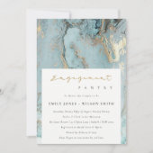 AQUA DUSKY BLUE GOLD AGATE COUPLES SHOWER INVITE BEDANKKAART (Voorkant)