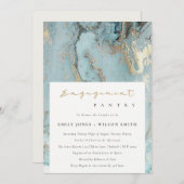 AQUA DUSKY BLUE GOLD AGATE COUPLES SHOWER INVITE BEDANKKAART (Voorkant / Achterkant)
