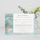 AQUA DUSKY BLUE GOLD AGATE GRAND OPENING UITNODIGE BEDANKKAART (Staand voorkant)