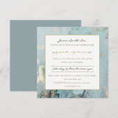 AQUA DUSKY BLUE GOLD AGATE GRAND OPENING UITNODIGE BEDANKKAART (Voorkant / Achterkant)