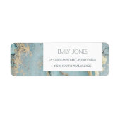 AQUA DUSKY BLUE GOLD AGATE MONOGRAM ADRES ETIKET (Voorkant)