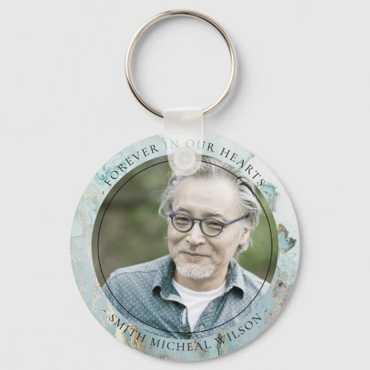 AQUA DUSKY BLUE GOLD AGATE SYMPATHTHY MEMORIAL FOT SLEUTELHANGER (Voorkant)