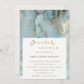 AQUA DUSKY BLUE GOLD AGATE VRIJGEZELLENFEEST INVIT BEDANKKAART (Voorkant / Achterkant)