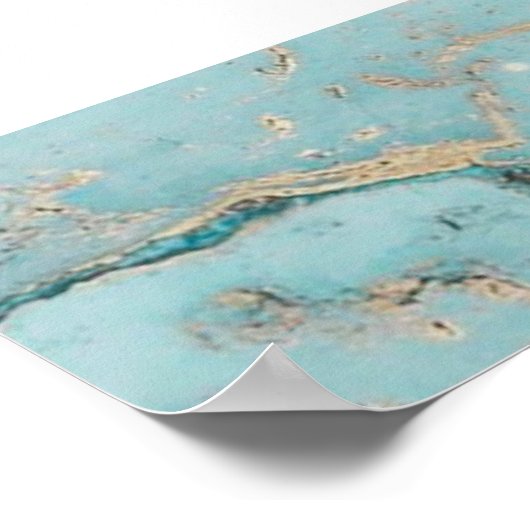 AQUA DUSKY BLUE GOLD AGATE WEDDING SITTING CHART POSTER (Hoek)