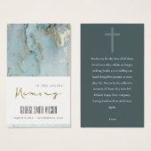 AQUA DUSKY BLUE GOLD SYMPATHY MEMORIAL PRAYER KAAR VISITEKAARTJE (Voorkant /achterkant)