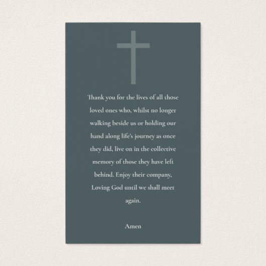 AQUA DUSKY BLUE GOLD SYMPATHY MEMORIAL PRAYER KAAR VISITEKAARTJE (Achterkant)