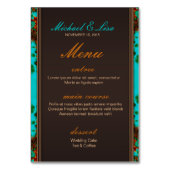 Aqua Earth Sun Wedding Menu + Tafelnummer Kaart (Achterkant)