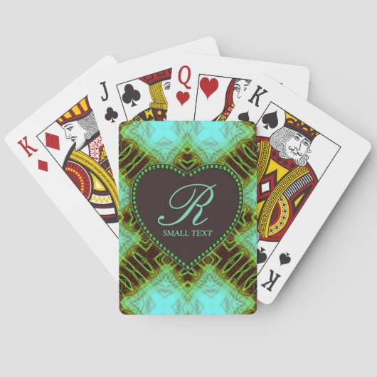 Aqua Earthy Love Chocolate Monogram Heart Kaarten (Achterkant)