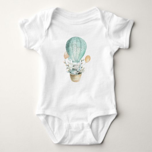 Aqua Easter Bunny in Hot Air Ballon Romper (Voorkant)