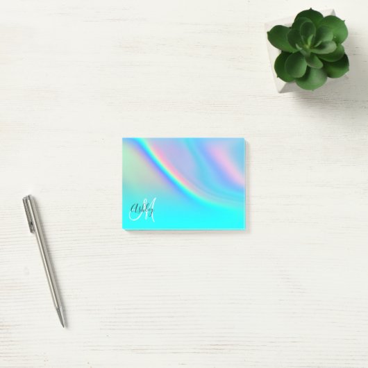 Aqua Edge Rainbow Ombre Monogram Post-it® Notes (Kantoor)