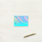 Aqua Edge Regenboog Ombre Monogram Post-it® Notes (Op bureau)