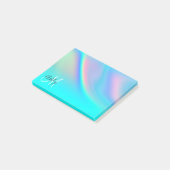 Aqua Edge Regenboog Ombre Monogram Post-it® Notes (Schuin)