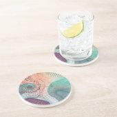 Aqua, Eggplant en Taupe Oceanic Swirls Zandsteen Onderzetter (Zijkant)