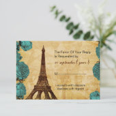Aqua  Eiffeltoren Bruiloft RSVP 3.5 x 5 (Staand voorkant)