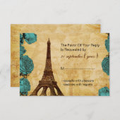 Aqua  Eiffeltoren Bruiloft RSVP 3.5 x 5 (Voorkant / Achterkant)