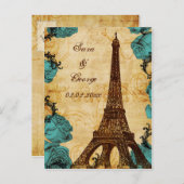 aqua  eiffeltoren Parijs, behalve de datum Aankondigingskaart (Voorkant / Achterkant)