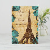 aqua  eiffeltoren Parijs, behalve de datum Save The Date (Staand voorkant)