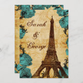 aqua  eiffeltoren Paris bruiloft Kaart (Voorkant / Achterkant)