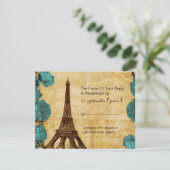 aqua eiffeltoren Paris bruiloft rsvp Kaartje (Staand voorkant)