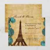 aqua eiffeltoren Paris bruiloft rsvp Kaartje (Voorkant / Achterkant)
