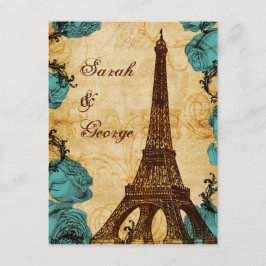 aqua eiffeltoren Paris bruiloft rsvp Uitnodiging Briefkaart